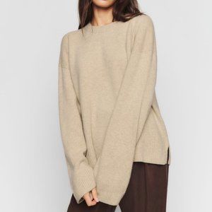 Reformation Enda Regenerative Wool Sweater, Large, Linen-color